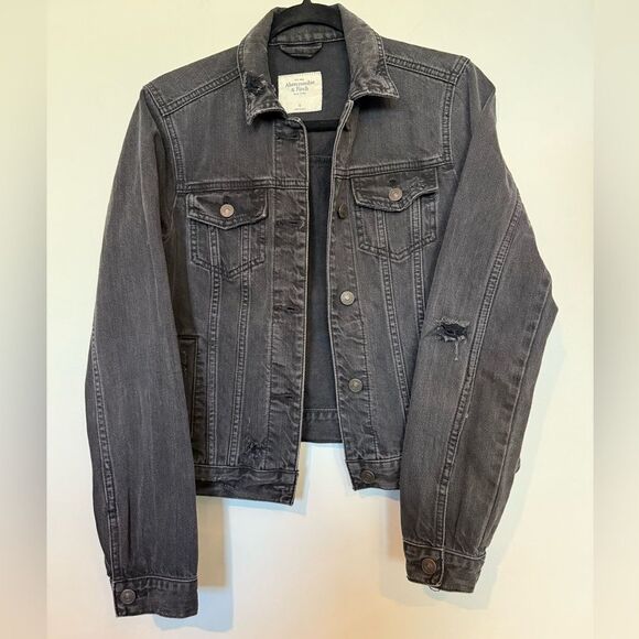 Abercrombie & Fitch Distressed Heavyweight Denim Jean Jacket Women's Size Small - Picture 1 of 9
